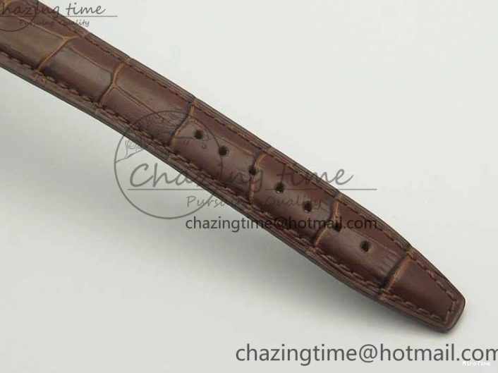 MIROTIME 0517 Portofino Automatic SS TWF 1:1 Best Edition Silver Dial Gold Markers on Brown Leather Strap A Bright 7203